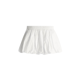 VIVICATHY2026年春季新款甜美白色半身裙女短款抽褶花苞裙蓬蓬裙