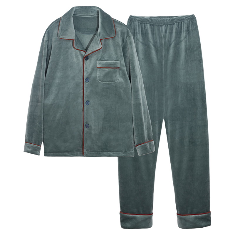 睡衣男秋冬款海岛绒加厚保暖长袖珊瑚绒男款家居服春秋大码两件套