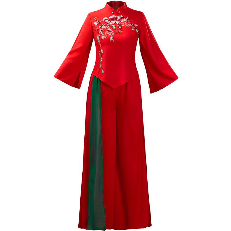 秧歌服女新款套装扇子舞蹈演出服腰鼓广场舞服装民族表演跳舞衣服
