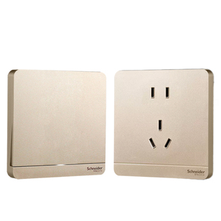 施耐德开关插座绎尚金家用5孔86型电源插二三开关面板带LED指示灯