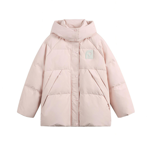 大码女装胖mm甜妹穿搭粉色保暖加厚连帽外套女韩系超好看羽绒棉服
