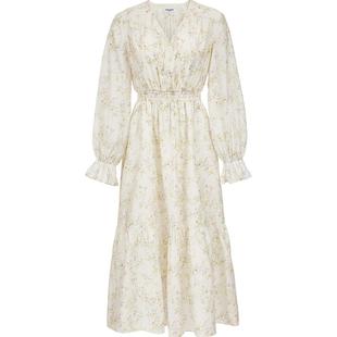 Vero Moda连衣裙26春季新款含醋纤V领荷叶袖口A字碎花连衣裙浪漫