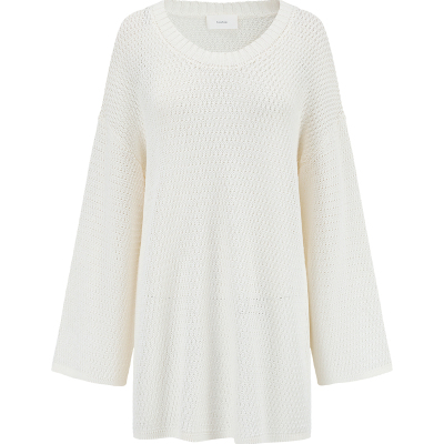 TOATEE 和纸纱漫意松身镂空织理针织罩衫