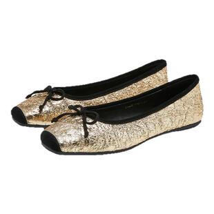 MILLIE'S/妙丽杏头平底一脚蹬小香风蝴蝶结时尚舒适浅口单鞋春季