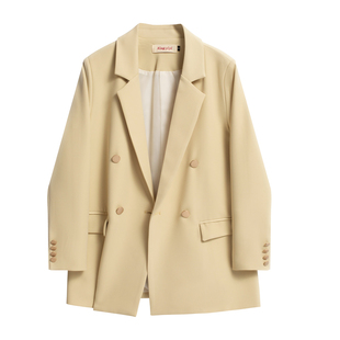黄油黄色西装外套女宽松春秋宽松黑色韩版宽松复古休闲显瘦小西服