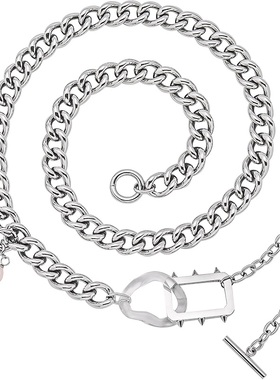 联名款超粗古巴链猫头珍珠吊坠