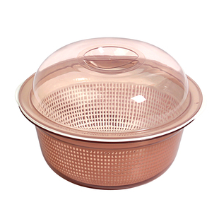 塑料洗菜盆沥水篮双层厨房中式客厅家用水果盘篮子带盖简约灰可爱