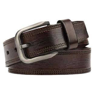 啄木鸟牛皮皮带男真皮青年腰带休闲针扣头裤带男纯手工真皮层压花