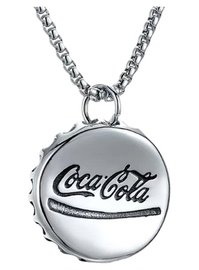 NG可口可乐瓶盖吊坠钛钢项链男士