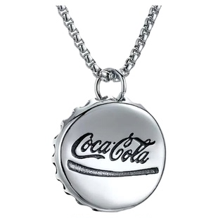 NG可口可乐瓶盖吊坠钛钢项链男士毛衣链轻奢高级感女款小众设计