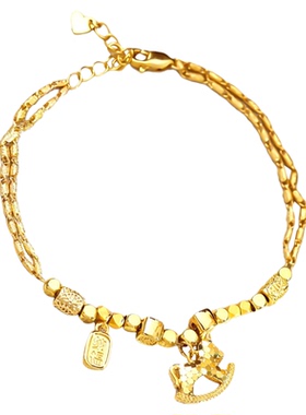 新中式金色碎冰小马钱币轻奢手链