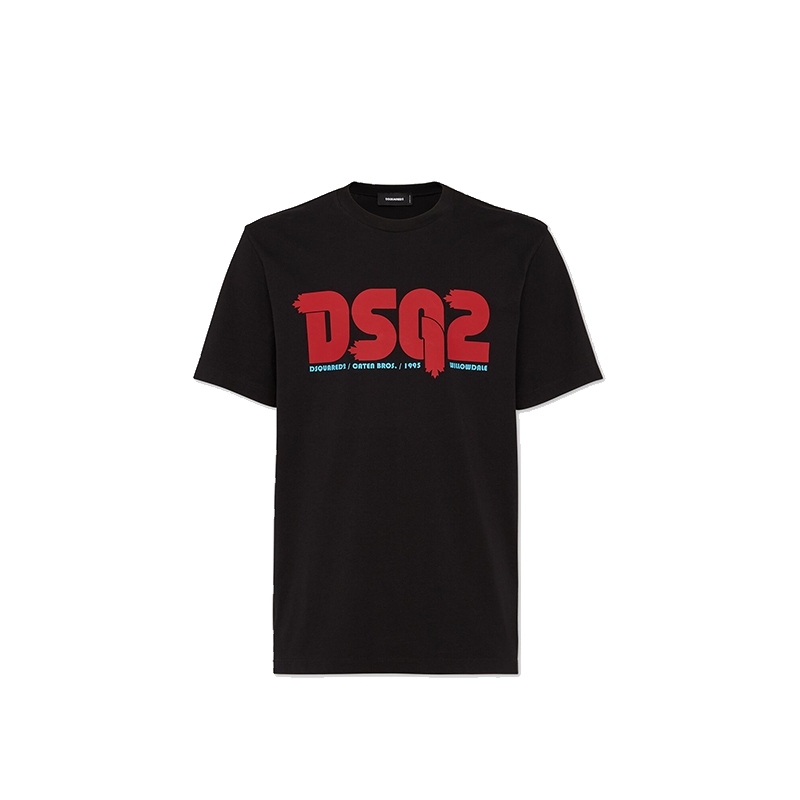 DSQUARED2/D2次方 2024秋冬系列 男士简约黑色圆领时尚T恤