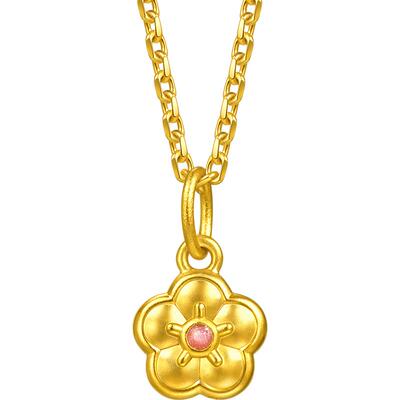 周生生黄金小吊坠薄荷系列梅花吊坠小滴溜足金挂坠96656P计价