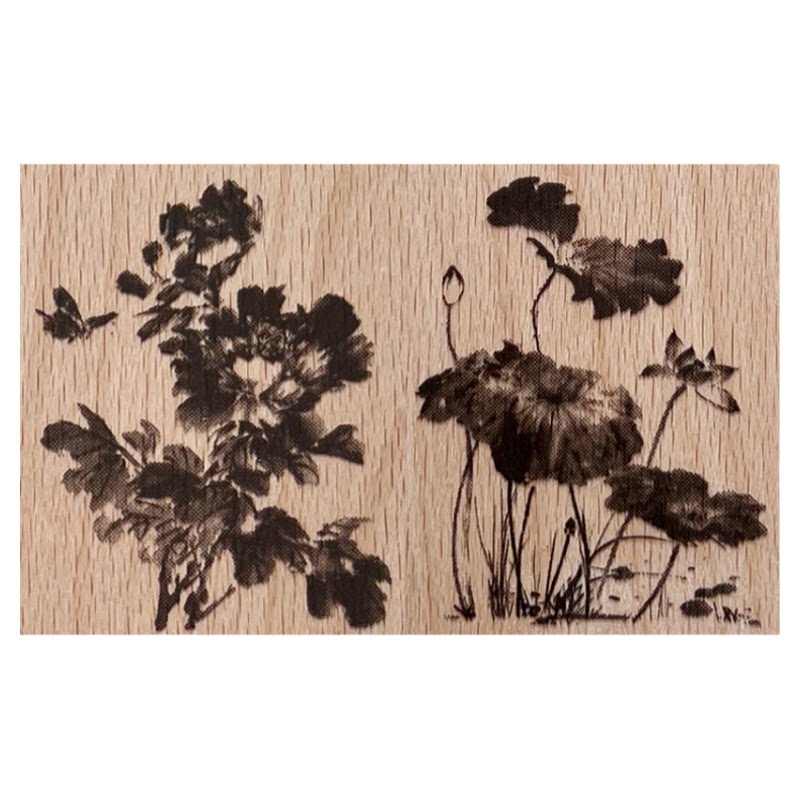复古中国风水墨画印章文艺手作装饰植物印章荷花墨兰图案手帐闲章