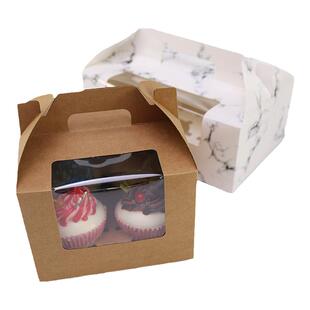 纸杯蛋糕盒透明开窗手提慕斯木糠杯布丁瓶马芬杯包装盒50只入