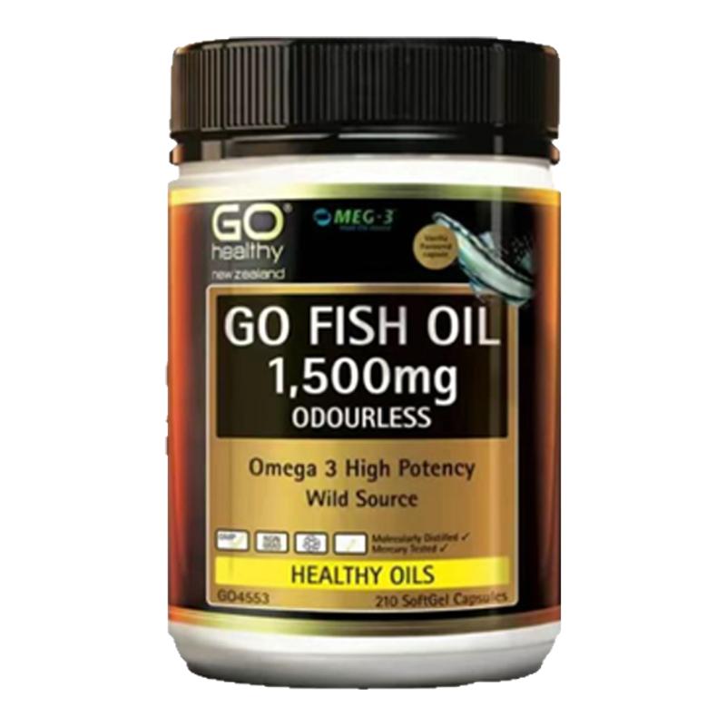 新西兰高之源GO HEALTHY无污染野生深海鱼油1500mg胶囊210粒1瓶