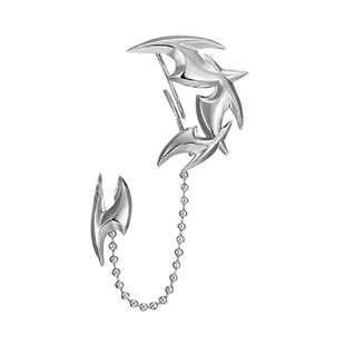 赛博朋克飞镖流苏耳挂机械风耳饰s925银针凹造型耳夹耳环男女