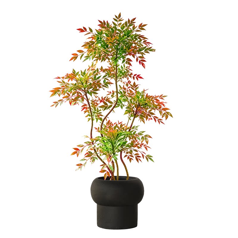 高端仿真彩色南天竹大型假绿植侘仿真植物盆景