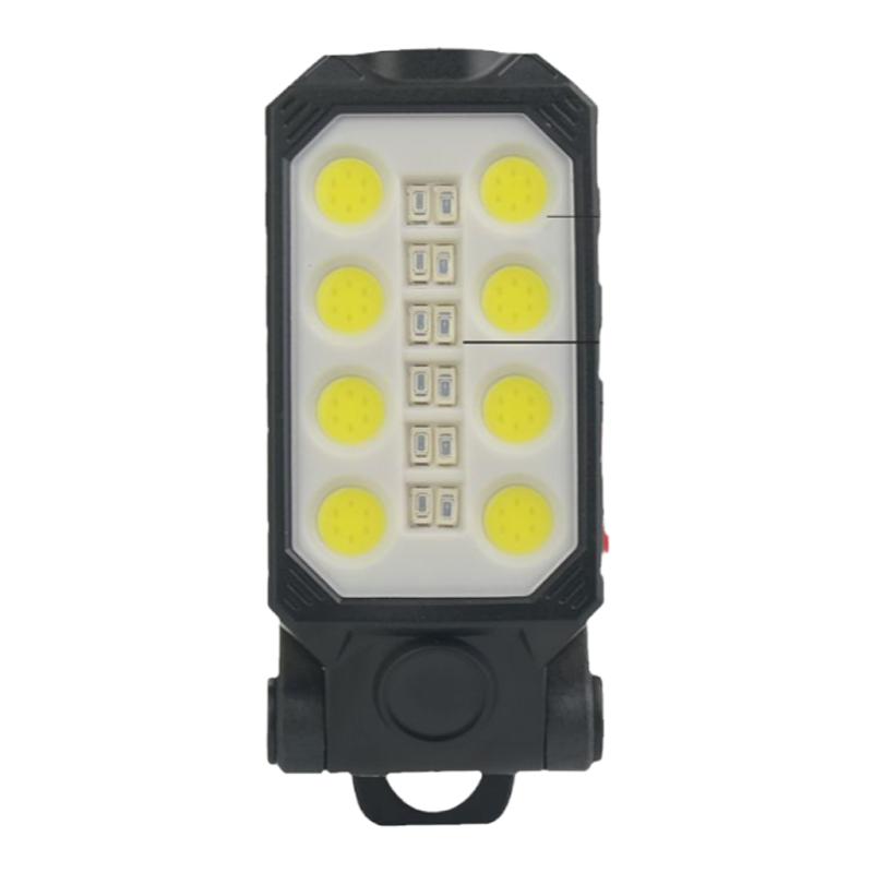 LED多功能USB带挂钩磁铁COB手持工作灯电量显示应急壁挂手电