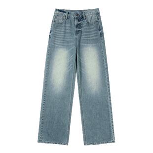 CountryMoment【男女同款】浅色牛仔裤美式复古宽松直筒休闲裤秋