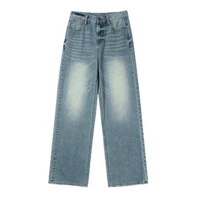 浅色牛仔裤美式复古宽松直筒休闲
