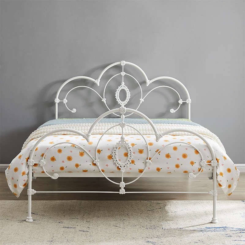 欧式1.5米铁艺床1.35米卧室法式床双人大床白色奶油风公主单人床