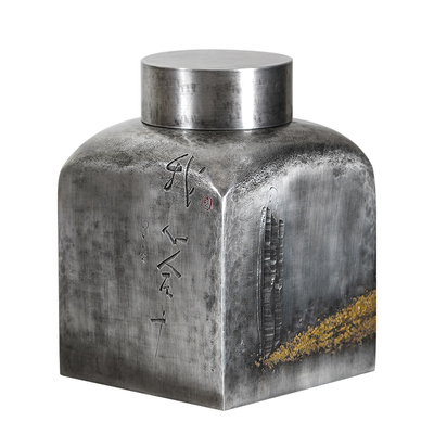 手工锡罐合十茶仓一修复古茶仓