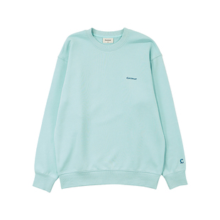 COVERNAT韩国卫衣男女同款2025新款秋季蓝色慵懒情侣圆领无帽外套