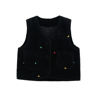 砚台家男童纯棉灯芯绒马甲冬装新款男童保暖外穿坎肩夹棉上衣童装