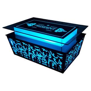 KTV茶几七彩发光欧式钢化玻璃酒吧台沙发卡座专用不锈钢桌子定制