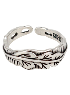 橡树叶镀银戒指小众设计镀银复古