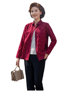 富木纯棉绒布衬衫妈妈装