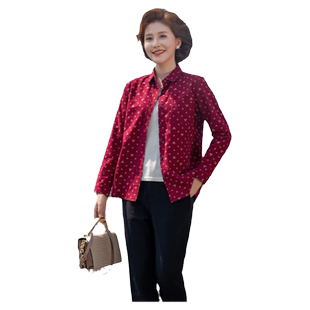 富木春秋新款纯棉绒布衬衫女阔太太妈妈装中老年女装圆点CY-583E7
