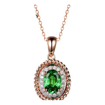 天然沙弗莱石吊坠18K玫瑰金