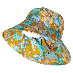 防晒口罩帽子一体女夏季可折叠渔夫帽妈妈花朵太阳帽干农活遮阳帽