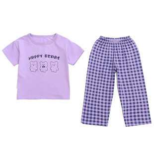 女童睡衣夏季薄款纯棉套装2025新款女孩空调服夏款儿童短袖家居服