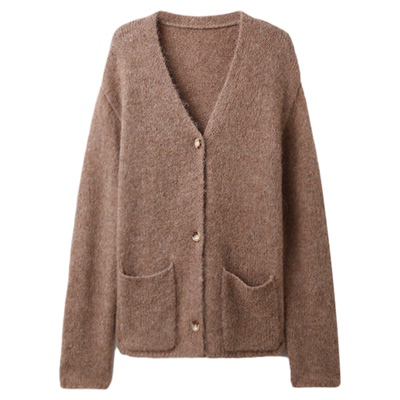 V领羊毛羊驼毛开衫百搭慵懒