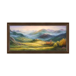 巨人山风景客厅装饰画美式沙发背景墙挂画复古油画靠山图高档壁画