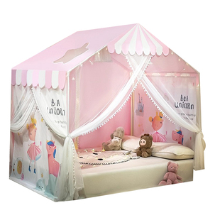 2025新款儿童蚊帐家用落地卧室女孩公主风床幔遮光帘一体床上帐篷