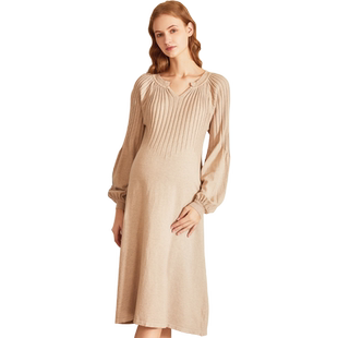 费雪孕妇装秋冬新款连衣裙宽松孕期大码长裙冬装上衣高级穿搭套装