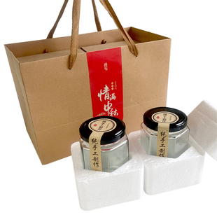 六棱玻璃瓶密封罐包装伴手礼盒带盖食品级罐辣椒酱果酱蜂蜜礼盒子