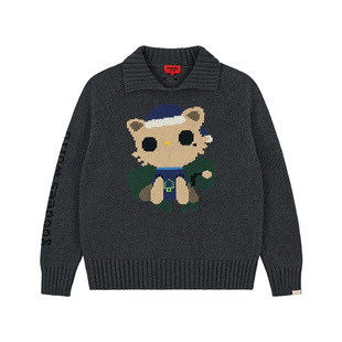 GOODBAI GOODEES 秋冬新款加厚机器小猫翻领毛衣