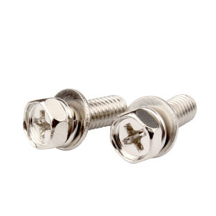 镀镍十字槽外六角三组合螺丝带平垫弹垫组合螺栓外六角螺钉M5M6