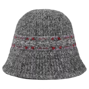 2025新款复古提花针织渔夫帽子女秋冬韩版百搭显脸小保暖毛线盆帽