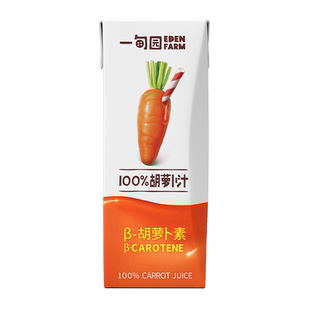 一甸园100%胡萝卜汁 约含2根胡萝卜 补充每日蔬菜200mL*10盒1箱