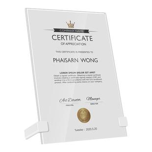 a4水晶玻璃相框摆台专利奖状荣誉证书展示框件授权书框架奖牌定制