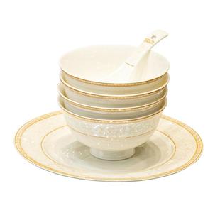 2025新款陶瓷饭碗家用景德镇轻奢高温陶瓷碗盘筷骨碟组合乔迁餐具