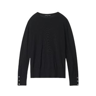 23区日系秋季通勤宽松版纯羊毛圆领套头薄毛衣针织毛衫商场同款