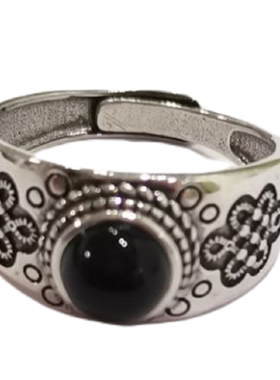 蒙古元素吉祥结边戒指小众不规则百搭手工錾刻复古民族风指环戒子