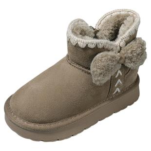 星期六儿童雪地靴冬季新款女童加绒保暖棉靴公主靴中大童短筒靴子